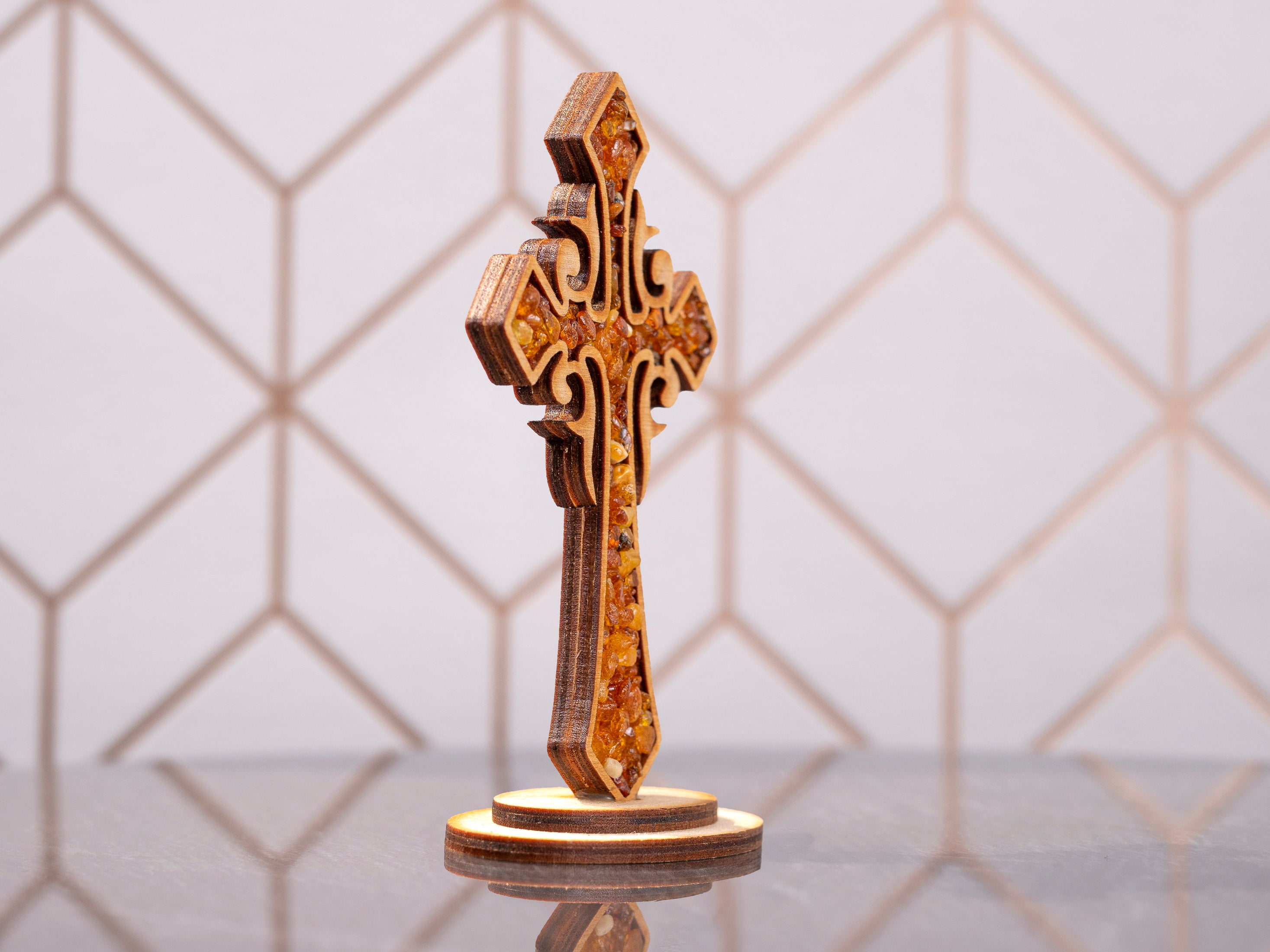 Amber Cross Figurine