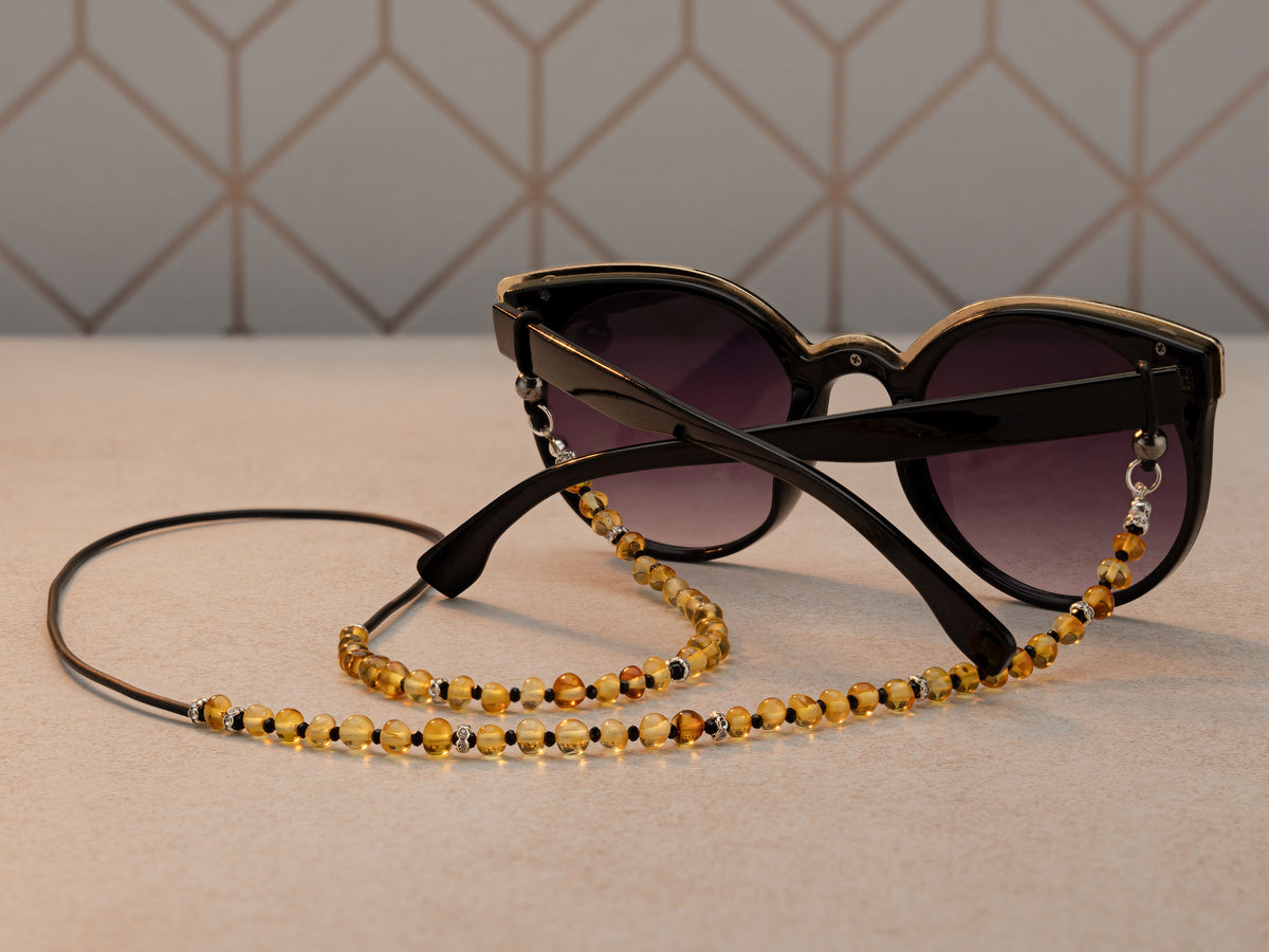 BalticBliss light honey Baltic amber glasses chain.