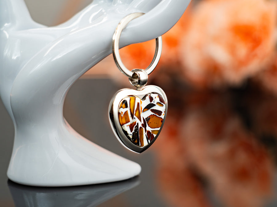 Heart-Shaped Amber Keychain