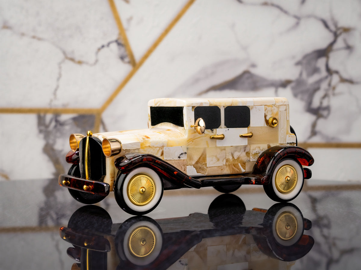 Amber Car Figurine – Cream and Cherry Tones