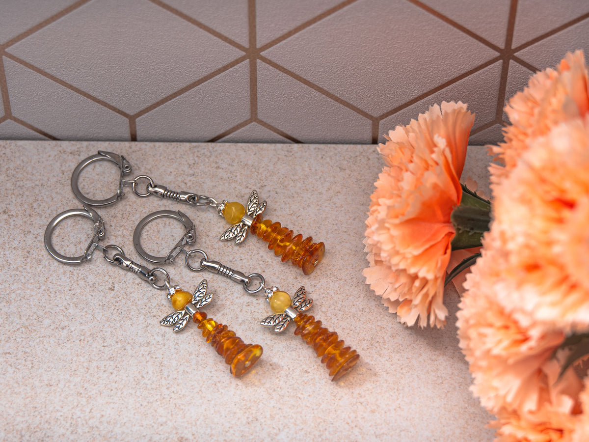 Angel-Shaped Amber Keychain