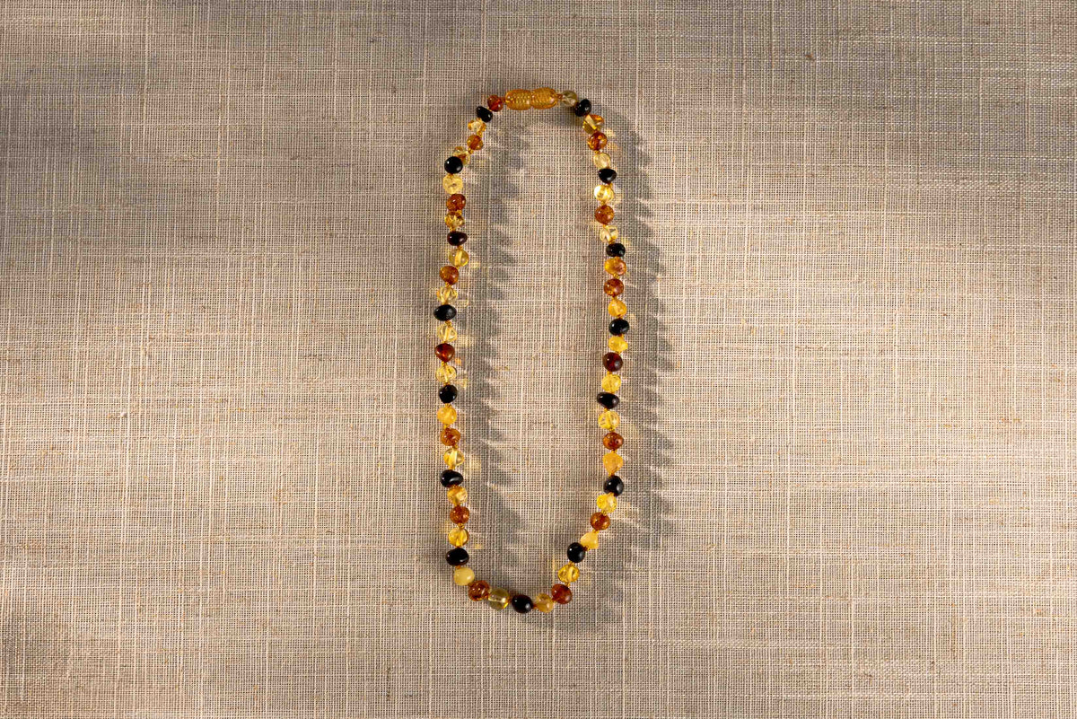 Children's Baltic Amber Necklace – Citrus, Honey and Dark Cherry Tones