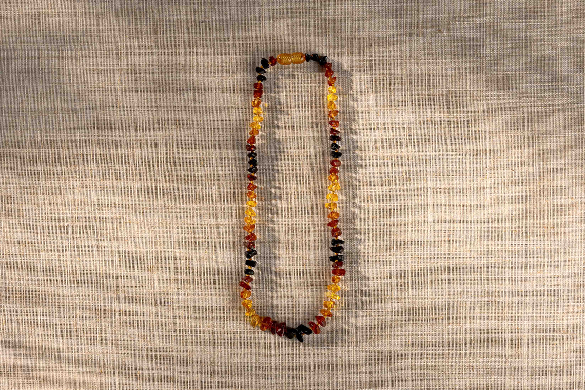 Children's Baltic Amber Necklace – Mixed Chips with Dark Accents